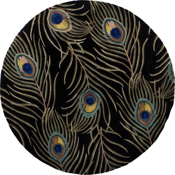 KAS Catalina 0738 Black Peacock Feathers Area Rug on Sale