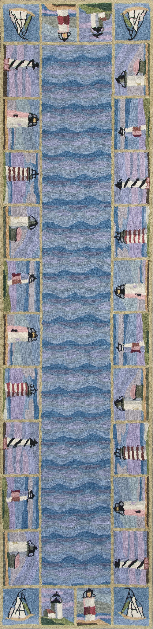 KAS Colonial 1802 Blue Lighthouse Waves Area Rug Discount