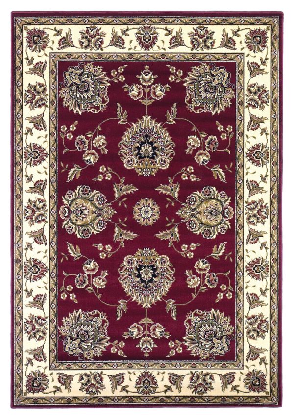 KAS Cambridge 7340 Red Ivory Floral Mahal Area Rug Fashion