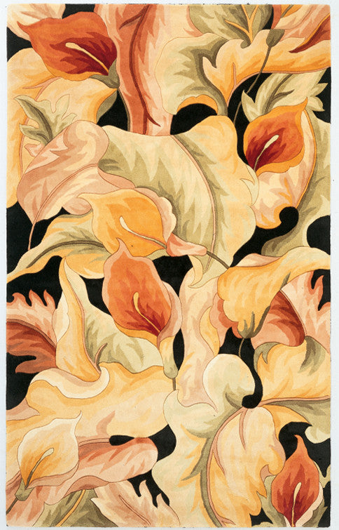 KAS Catalina 0759 Black Calla Lilies Area Rug Supply