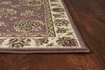 KAS Cambridge 7341 Plum Ivory Floral Mahal Area Rug Cheap