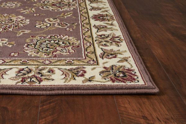 KAS Cambridge 7341 Plum Ivory Floral Mahal Area Rug Cheap