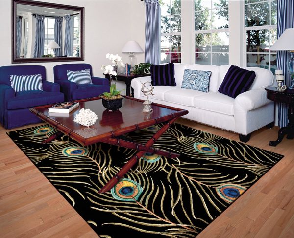 KAS Catalina 0738 Black Peacock Feathers Area Rug on Sale