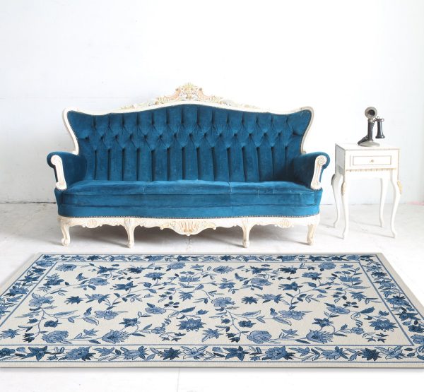 KAS Colonial 1727 Ivory Blue Floral Area Rug Sale