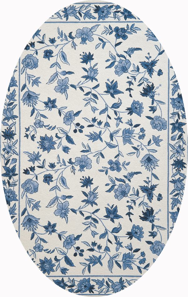 KAS Colonial 1727 Ivory Blue Floral Area Rug Sale