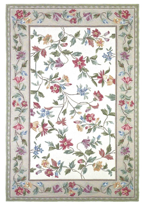 KAS Colonial 1707 Ivory Floral Vine Area Rug Hot on Sale