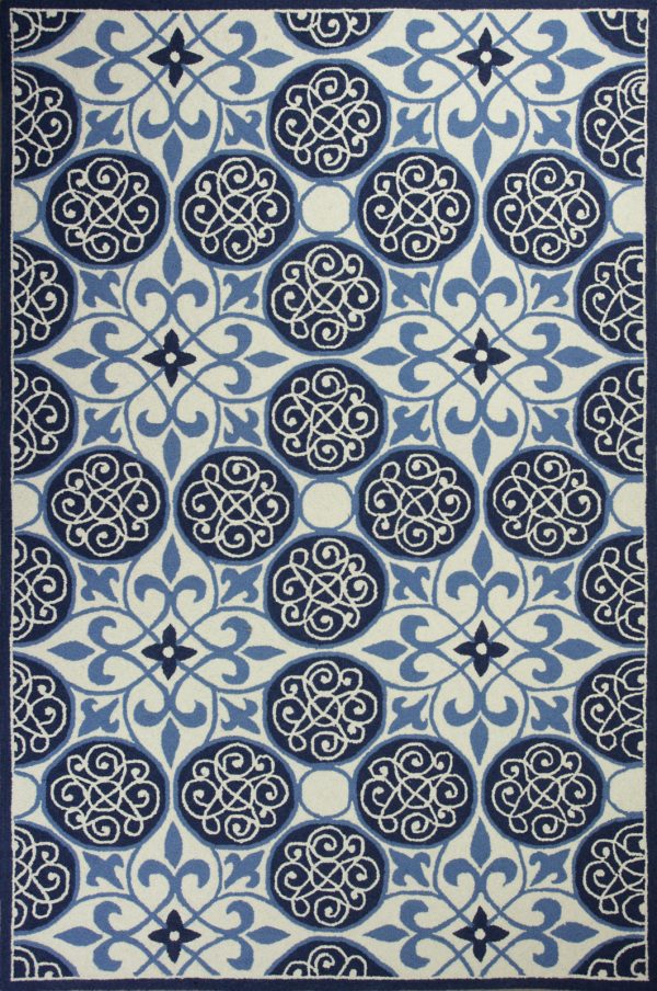 KAS Colonial 1822 Ivory Blue Serendipity Area Rug For Sale