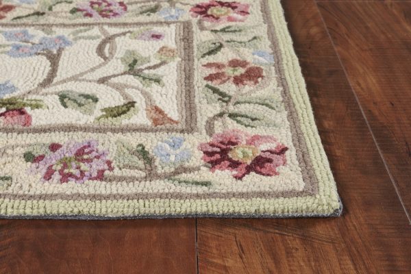 KAS Colonial 1707 Ivory Floral Vine Area Rug Hot on Sale