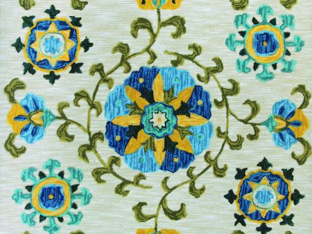 KAS Anise 2410 Ivory Blue Allover Suzani Area Rug on Sale