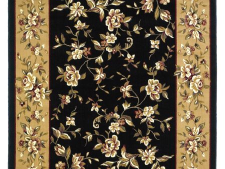 KAS Cambridge 7336 Black Beige Floral Delight Area Rug For Sale