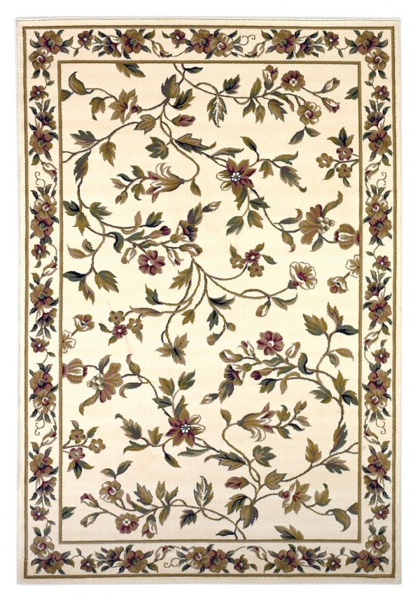 KAS Cambridge 7331 Ivory Floral Vine Area Rug For Cheap