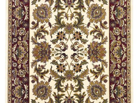 KAS Cambridge 7303 Ivory Red Kashan Area Rug For Sale