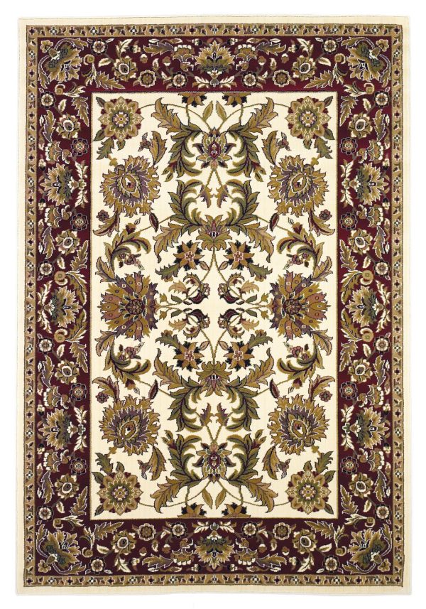 KAS Cambridge 7303 Ivory Red Kashan Area Rug For Sale