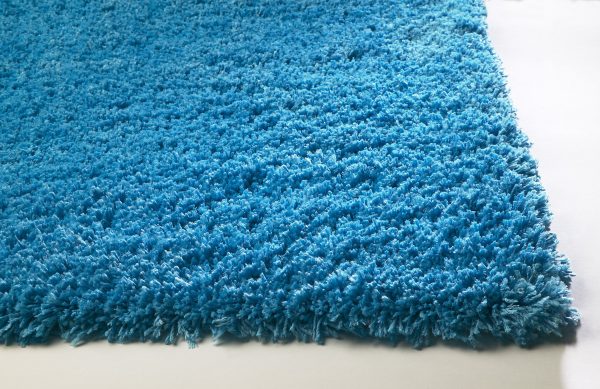 KAS Bliss 1577 Highlighter Blue Shag Area Rug For Cheap