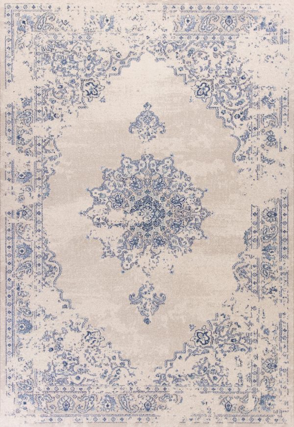 KAS Home Vintage 1303 Sky Blue Medallia Area Rug by Bob Mackie Hot on Sale