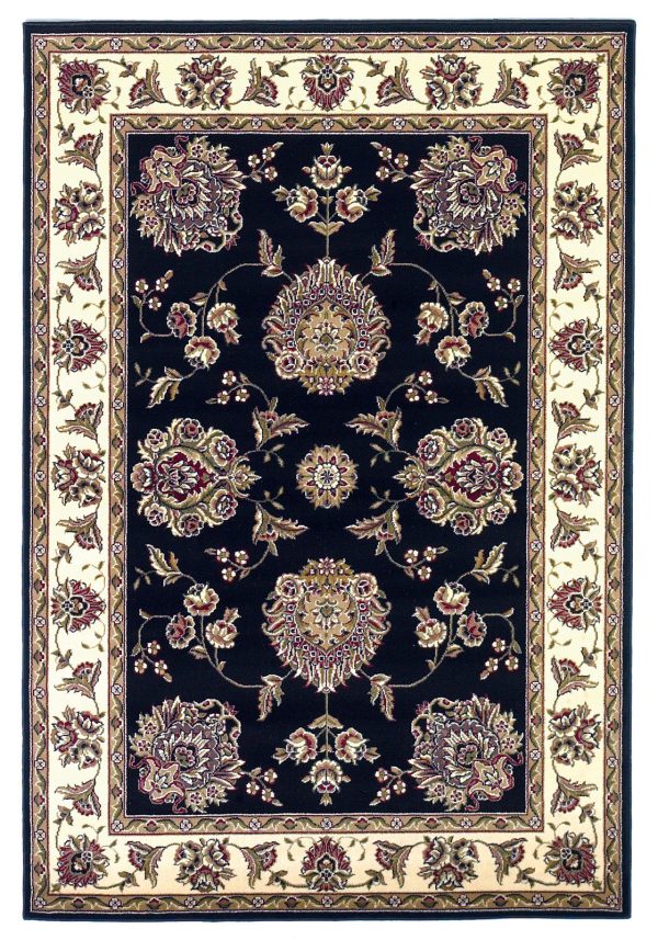 KAS Cambridge 7339 Black Ivory Floral Mahal Area Rug Online Hot Sale