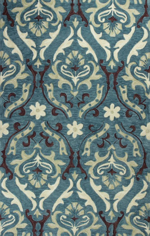 KAS Anise 2411 Teal Damask Area Rug Supply