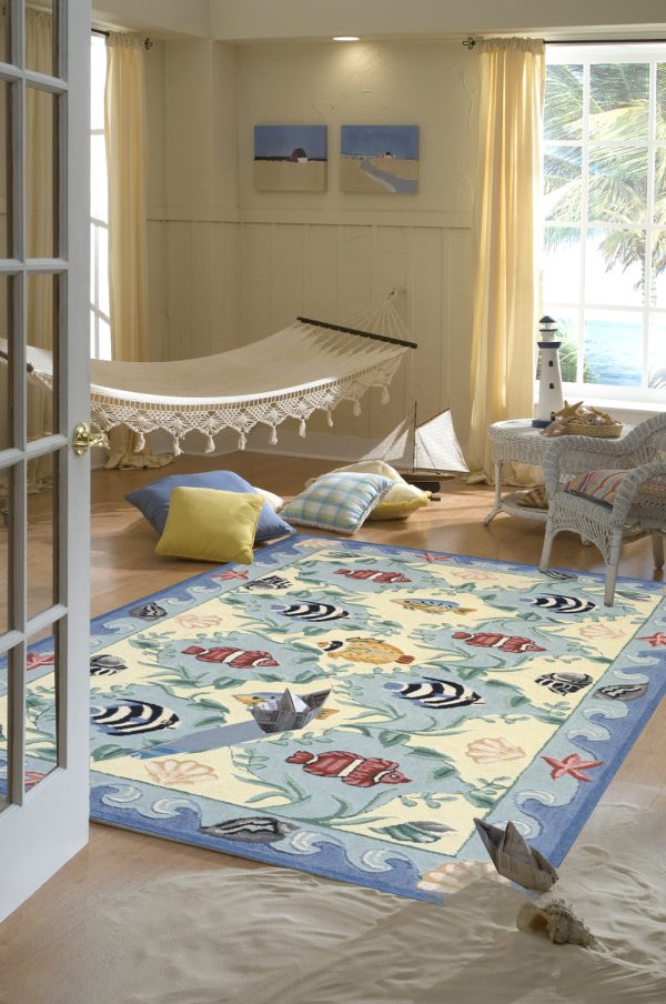 Momeni Coastal CC-01 Blue Area Rug For Sale