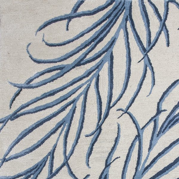 KAS Home 1010 Ivory Blue Plume Area Rug by Bob Mackie Supply