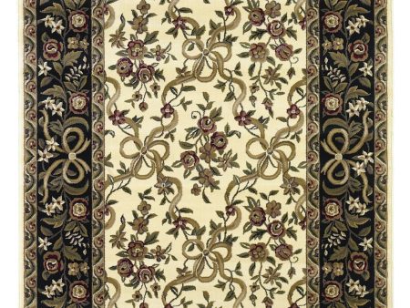 KAS Cambridge 7310 Ivory Black Floral Ribbons Area Rug Hot on Sale