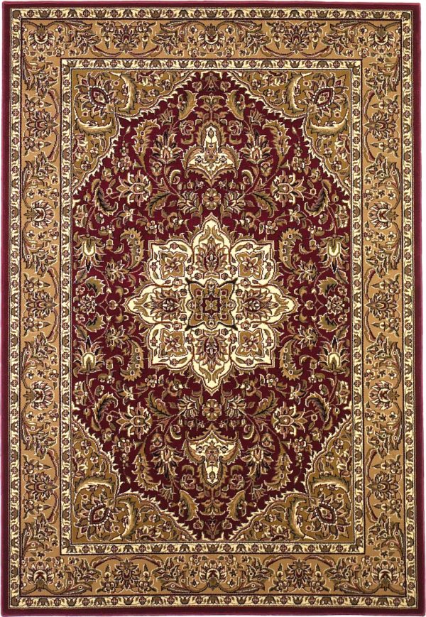 KAS Cambridge 7326 Red Beige Kashan Medallion Area Rug Hot on Sale