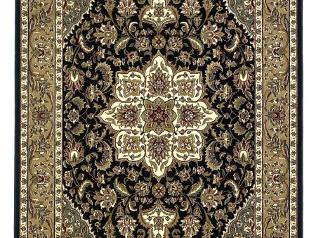 KAS Cambridge 7327 Black Beige Kashan Medallion Area Rug Online Sale