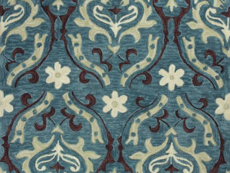 KAS Anise 2411 Teal Damask Area Rug Supply