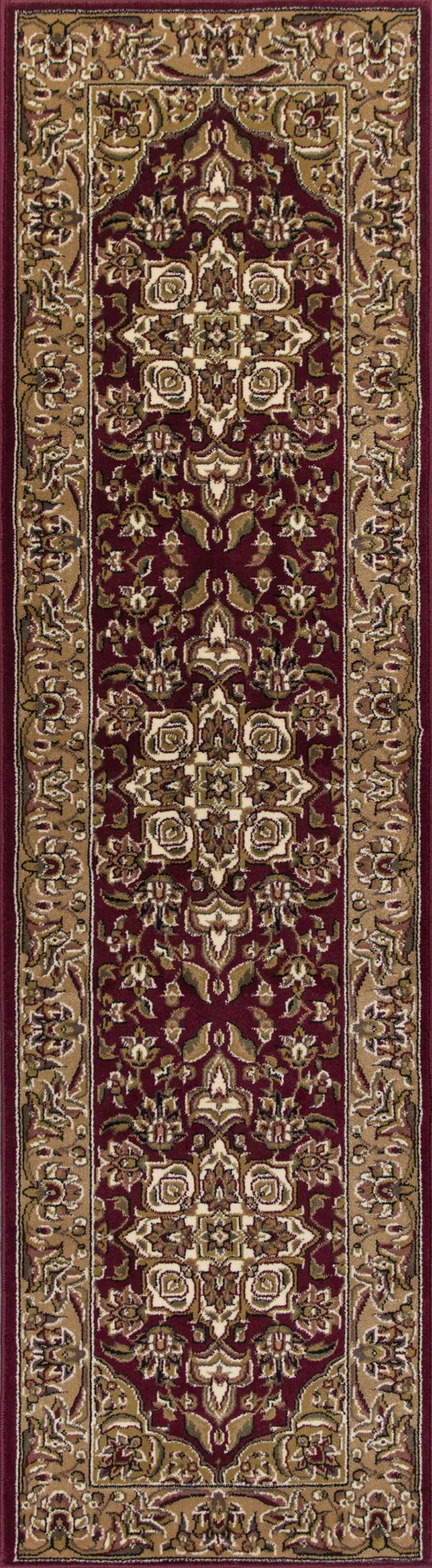 KAS Cambridge 7326 Red Beige Kashan Medallion Area Rug Hot on Sale