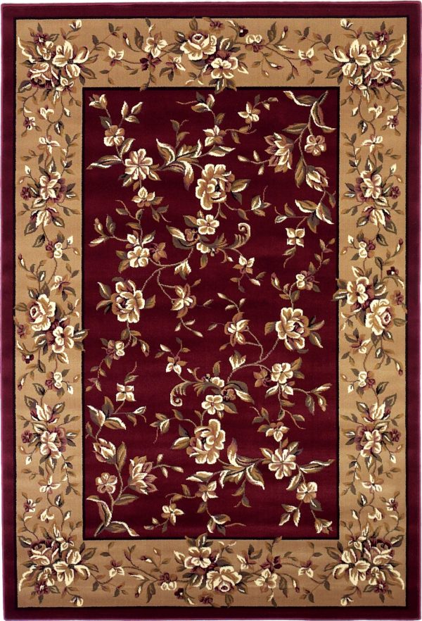 KAS Cambridge 7337 Red Beige Floral Delight Area Rug For Discount