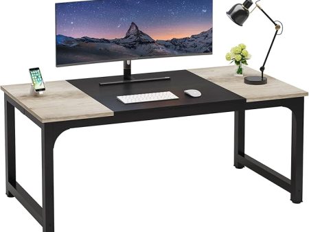 LITTLE TREE 70.8 Inch X-Large Executive Computer office desk, Grey+Black Online Hot Sale