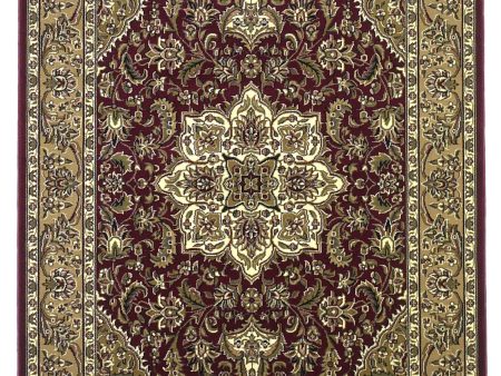 KAS Cambridge 7326 Red Beige Kashan Medallion Area Rug Hot on Sale