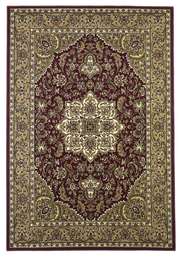 KAS Cambridge 7326 Red Beige Kashan Medallion Area Rug Hot on Sale