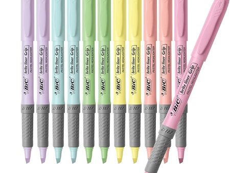 BIC Brite Liner Grip Pastel Highlighter Set, Chisel Tip Fashion