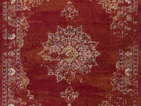 KAS Home Vintage 1300 Burnt Red Medallia Area Rug by Bob Mackie Online Sale