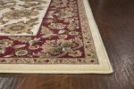 KAS Cambridge 7303 Ivory Red Kashan Area Rug For Sale