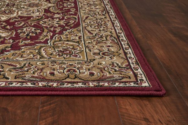 KAS Cambridge 7326 Red Beige Kashan Medallion Area Rug Hot on Sale