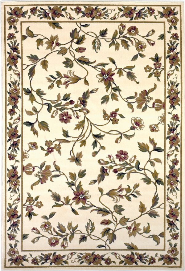 KAS Cambridge 7331 Ivory Floral Vine Area Rug For Cheap