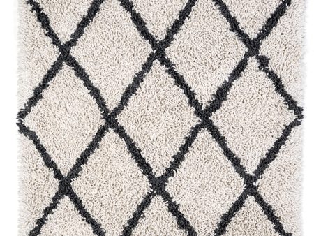 JazzyFloors Silky Shag 0657 Ivory Gray Area Rug For Sale