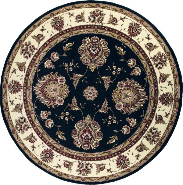 KAS Cambridge 7339 Black Ivory Floral Mahal Area Rug Online Hot Sale