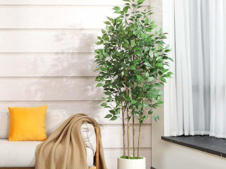 Ficus Artificial Tree 6ft Fake Silk Plant for Home Decor Indoor Supply