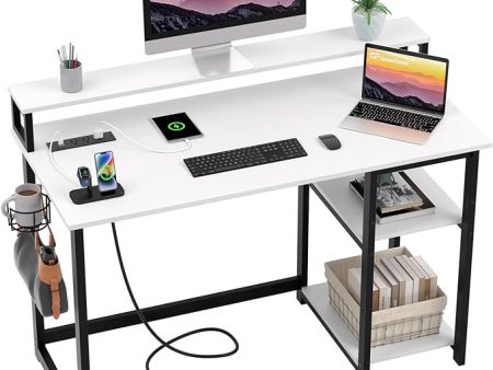 GreenForest Computer Desk with Charging Station, 40 inch Office Desk with Monitor Stand, Work Desk for Home Office For Sale