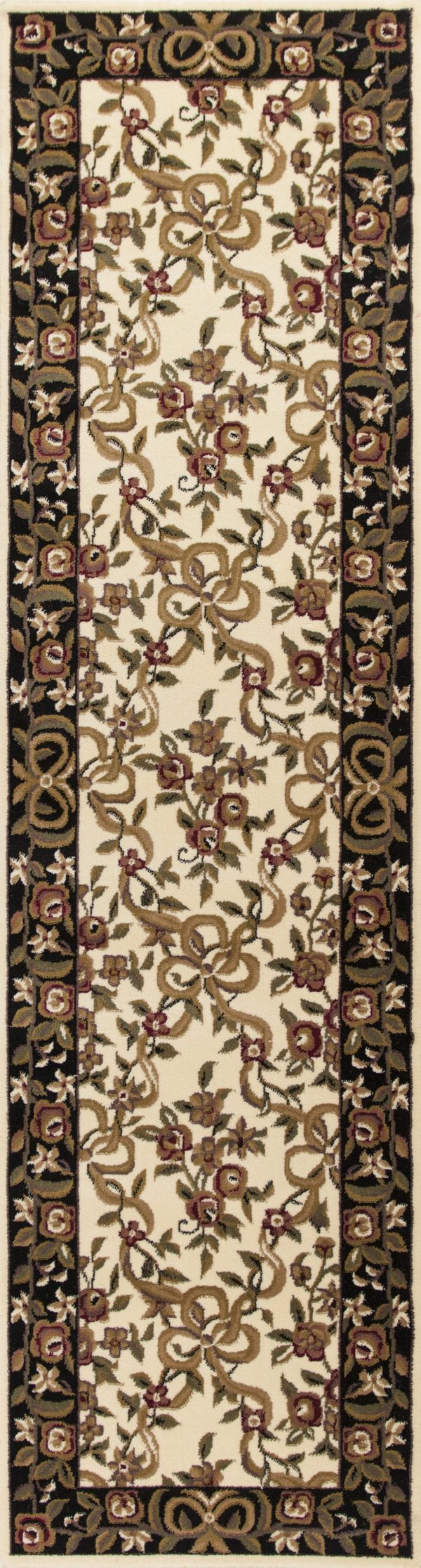 KAS Cambridge 7310 Ivory Black Floral Ribbons Area Rug Hot on Sale