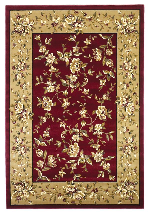 KAS Cambridge 7337 Red Beige Floral Delight Area Rug For Discount