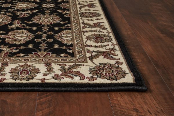 KAS Cambridge 7313 Black Ivory Kashan Area Rug For Cheap