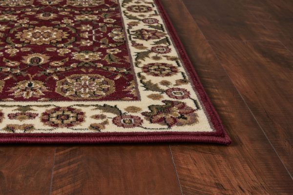 KAS Cambridge 7306 Red Ivory Floral Agra Area Rug on Sale