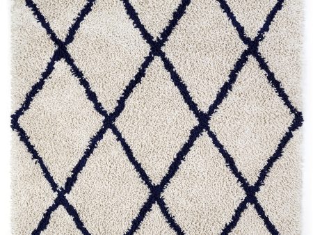 JazzyFloors Silky Shag 0658 Ivory Navy Area Rug on Sale