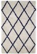 JazzyFloors Silky Shag 0658 Ivory Navy Area Rug on Sale