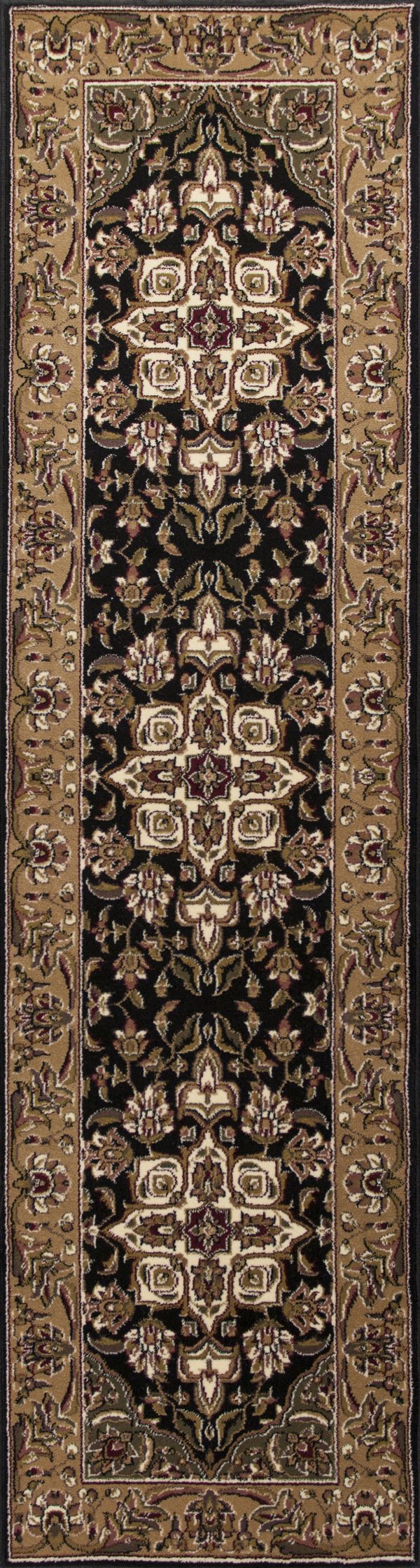 KAS Cambridge 7327 Black Beige Kashan Medallion Area Rug Online Sale