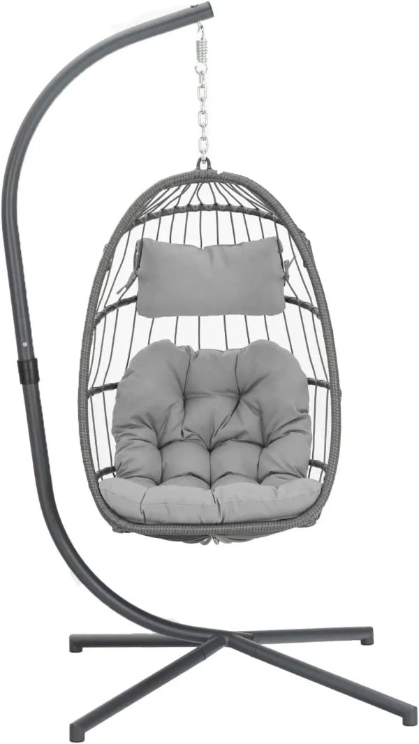 Egg Swing Chair with Stand, Rattan Wicker Hanging Egg Chair for Indoor Outdoor Bedroom Patio Hanging Basket Chair Hammock Online Hot Sale