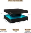 LED Coffee Table with Storage for Living Room Modern Smart Tall Square Center Table 2 Tier Display Shelf 20 Colors Light Wood Sale